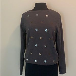 Cute! Grey Sweatshirt W/Sparkle Decoration